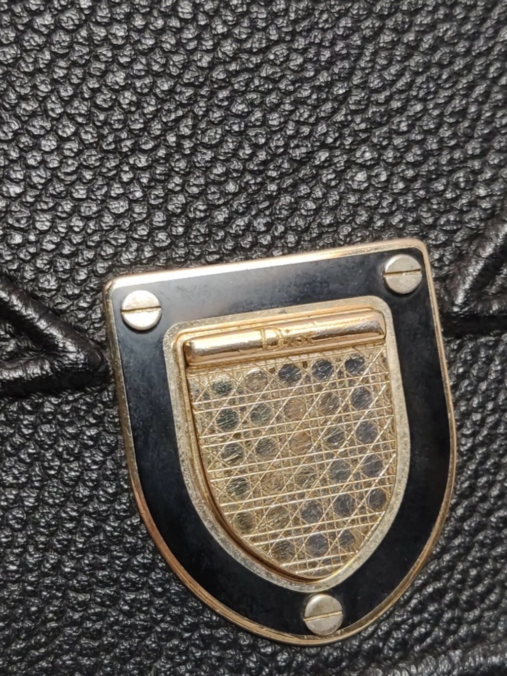 Diorama Black Leather Crossbody with Gold Shield Clasp - Picture 8 of 9